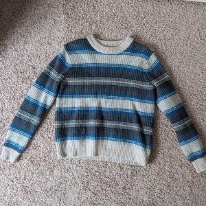 Outerknown Men's Striped Crewneck Sweater - Blue and Gray